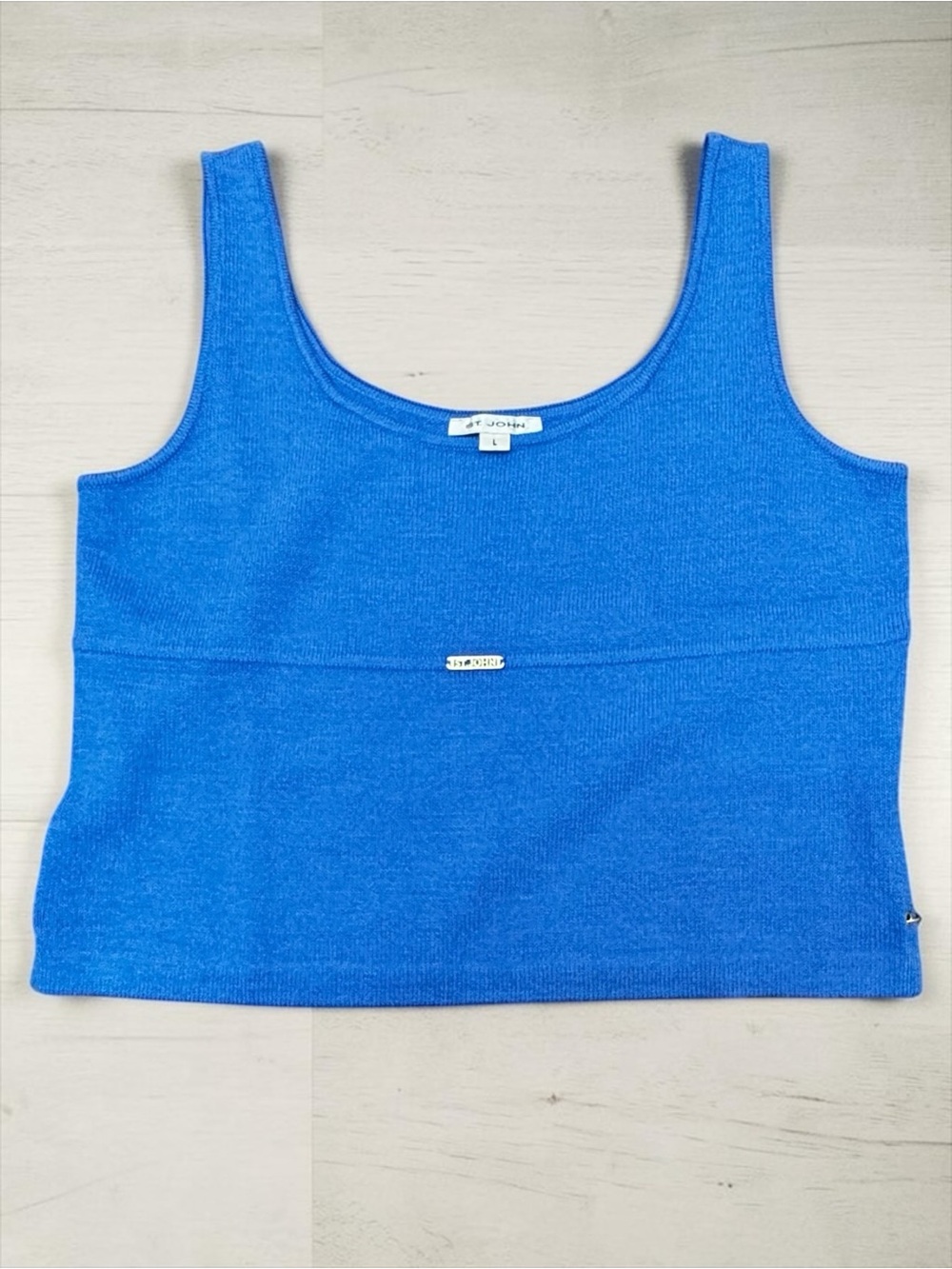 ST. JOHN Cobalt Blue Knit Tank Top Size L - Picture 3 of 8